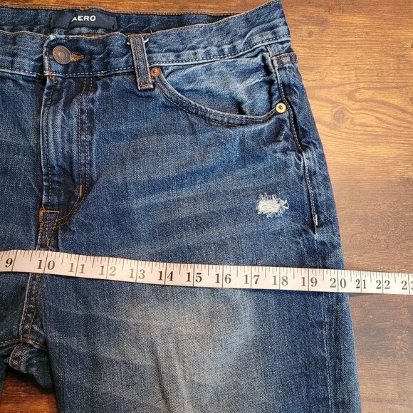 Aeropostale Jeans Mens 32x34 Slim Straight Ripped Medium Light Wash - Picture 7 of 10